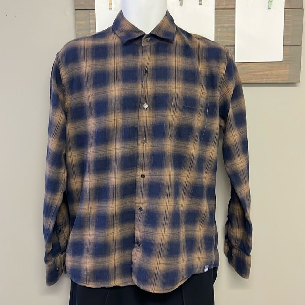 Peter Millar Men’s Plaid Button Collared Down Long Sleeve Pocket Shirt- Medium